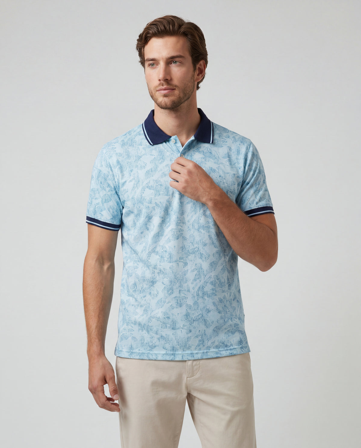 Polo Estampada Franco - Azul Claro