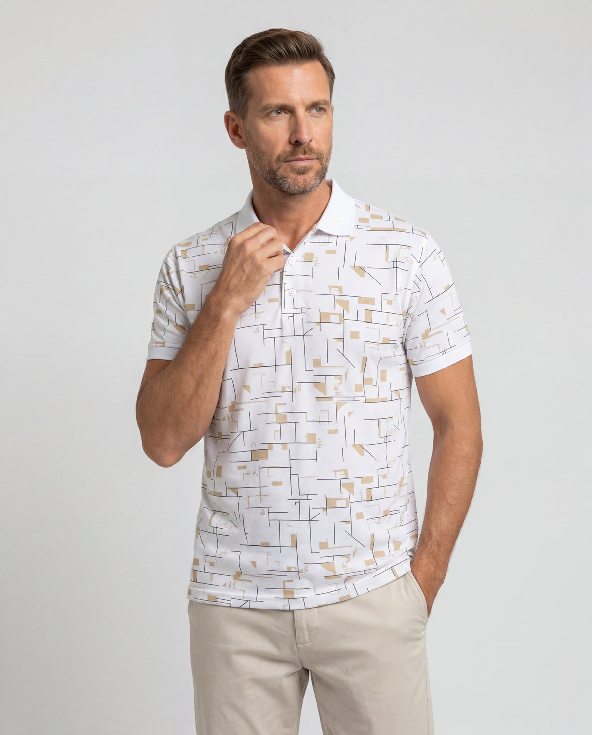 Polo Estampada Donato - Blanco