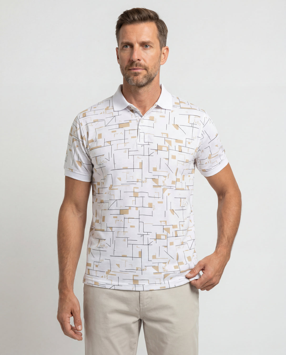 Polo Estampada Donato - Blanco