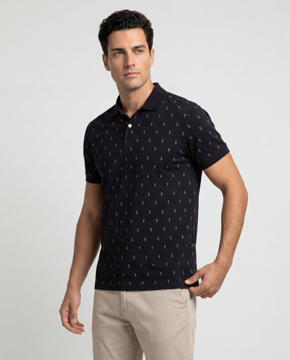 Polo Estampada Teo - Negro