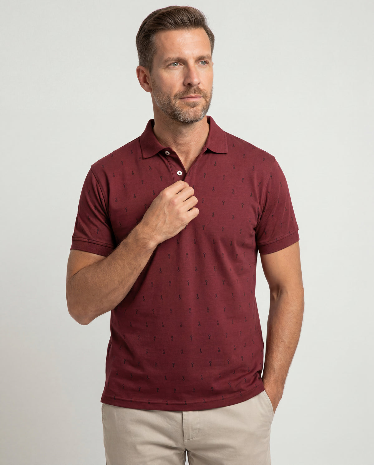 Polo Estampada Teo - Vinotinto