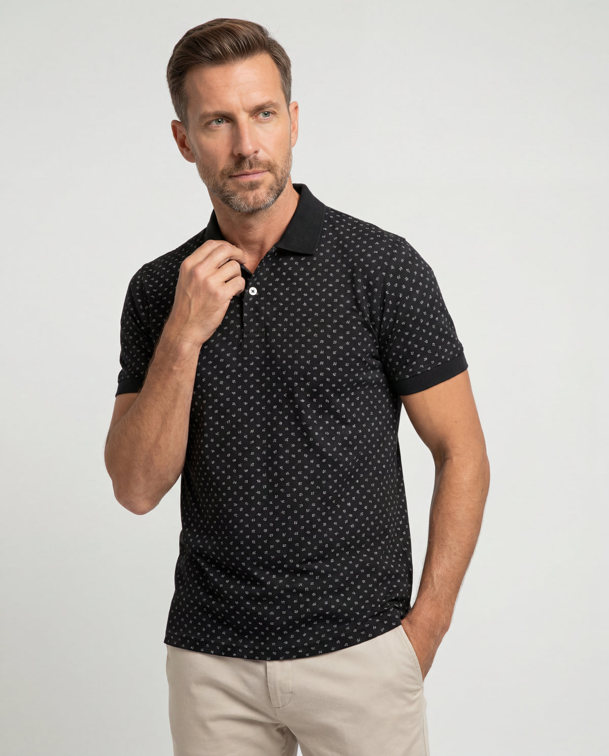 Polo Estampada David - Negro