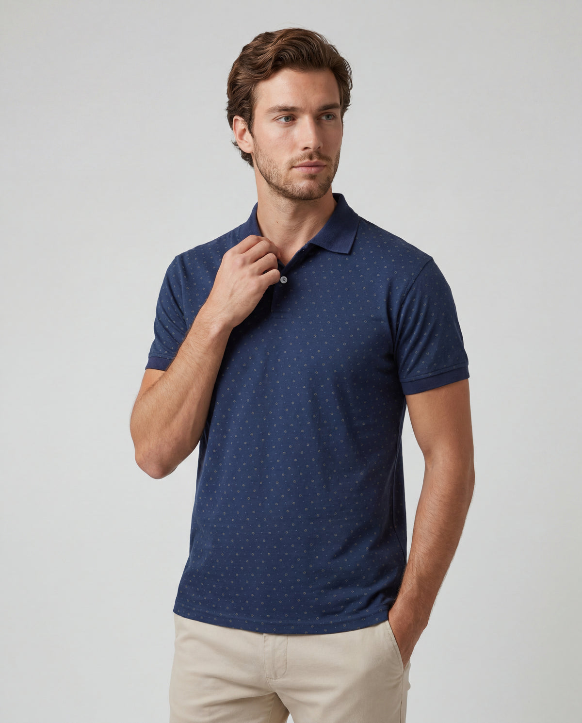 Polo Estampada Gaston - Azul Navy