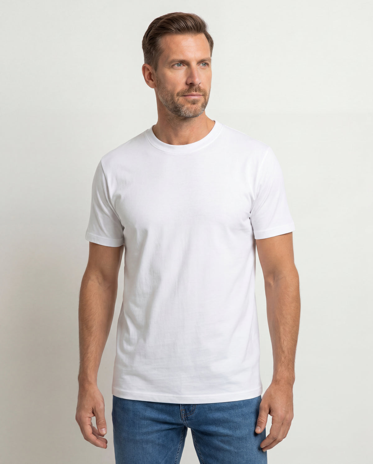 Camiseta Hombre Cuello Doble - Blanca