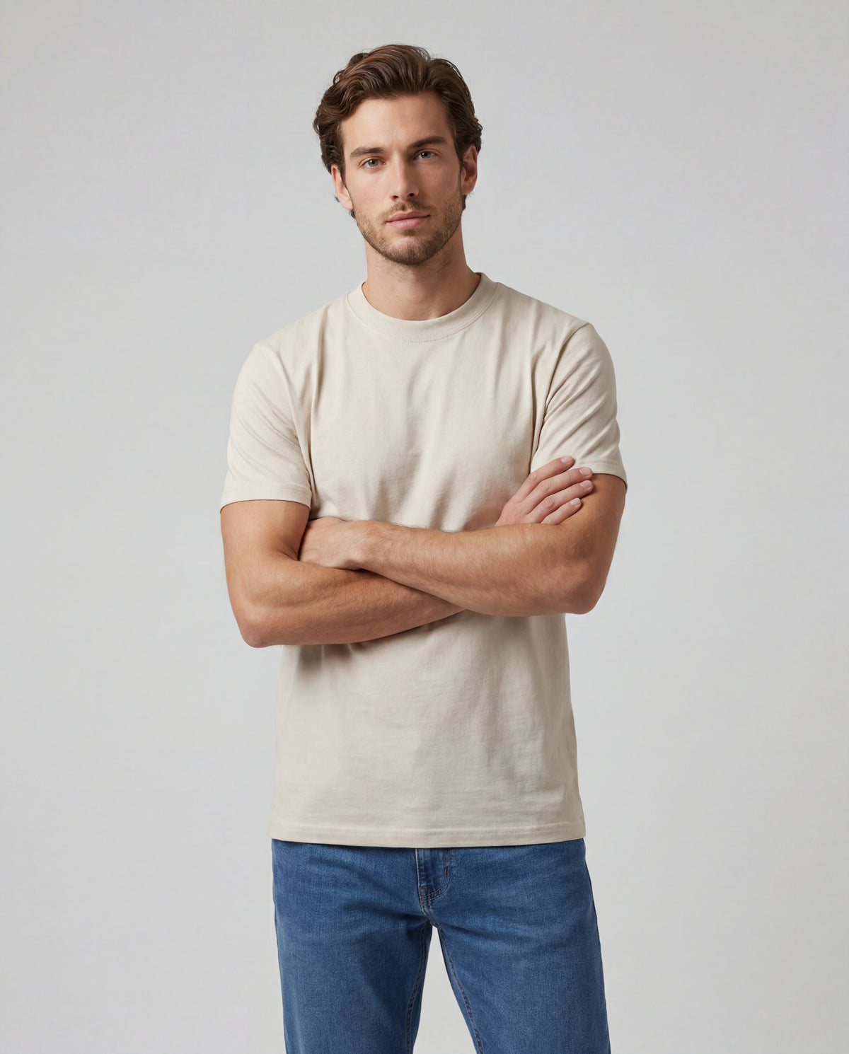 Camiseta Hombre Cuello Doble - Arena