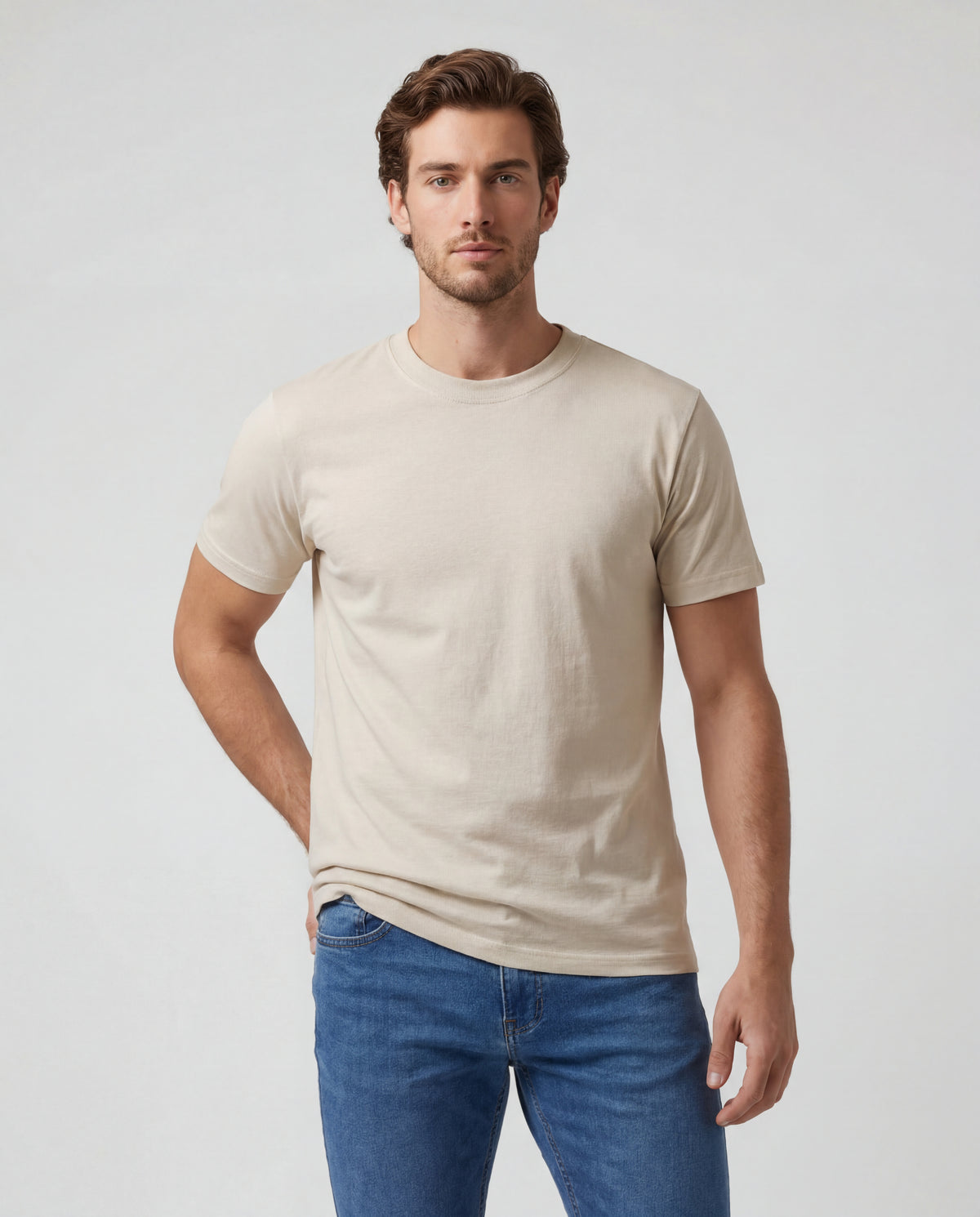 Camiseta Hombre Cuello Doble - Arena