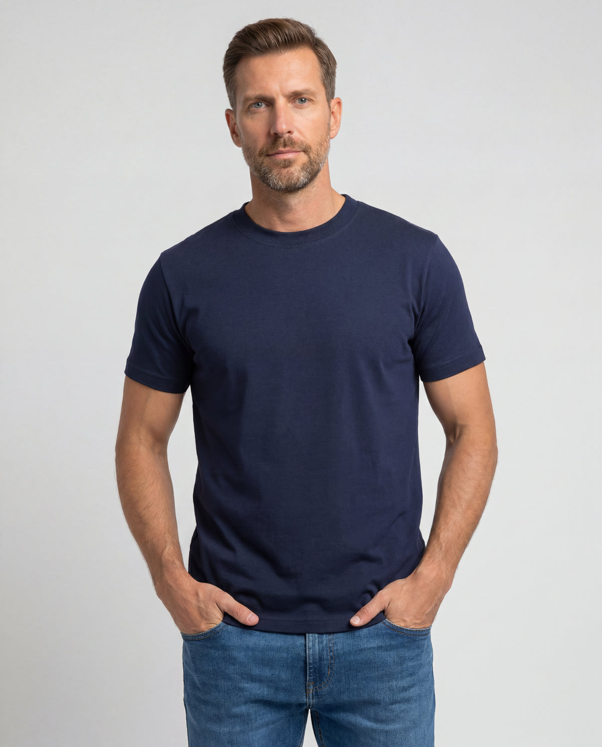 Camiseta Hombre Cuello Doble - Azul Navy
