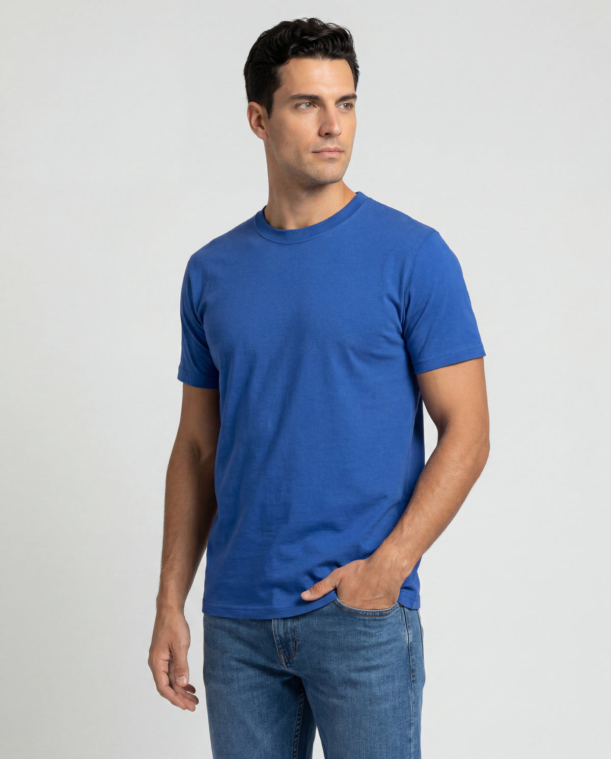 Camiseta Hombre Cuello Doble - Azul Rey