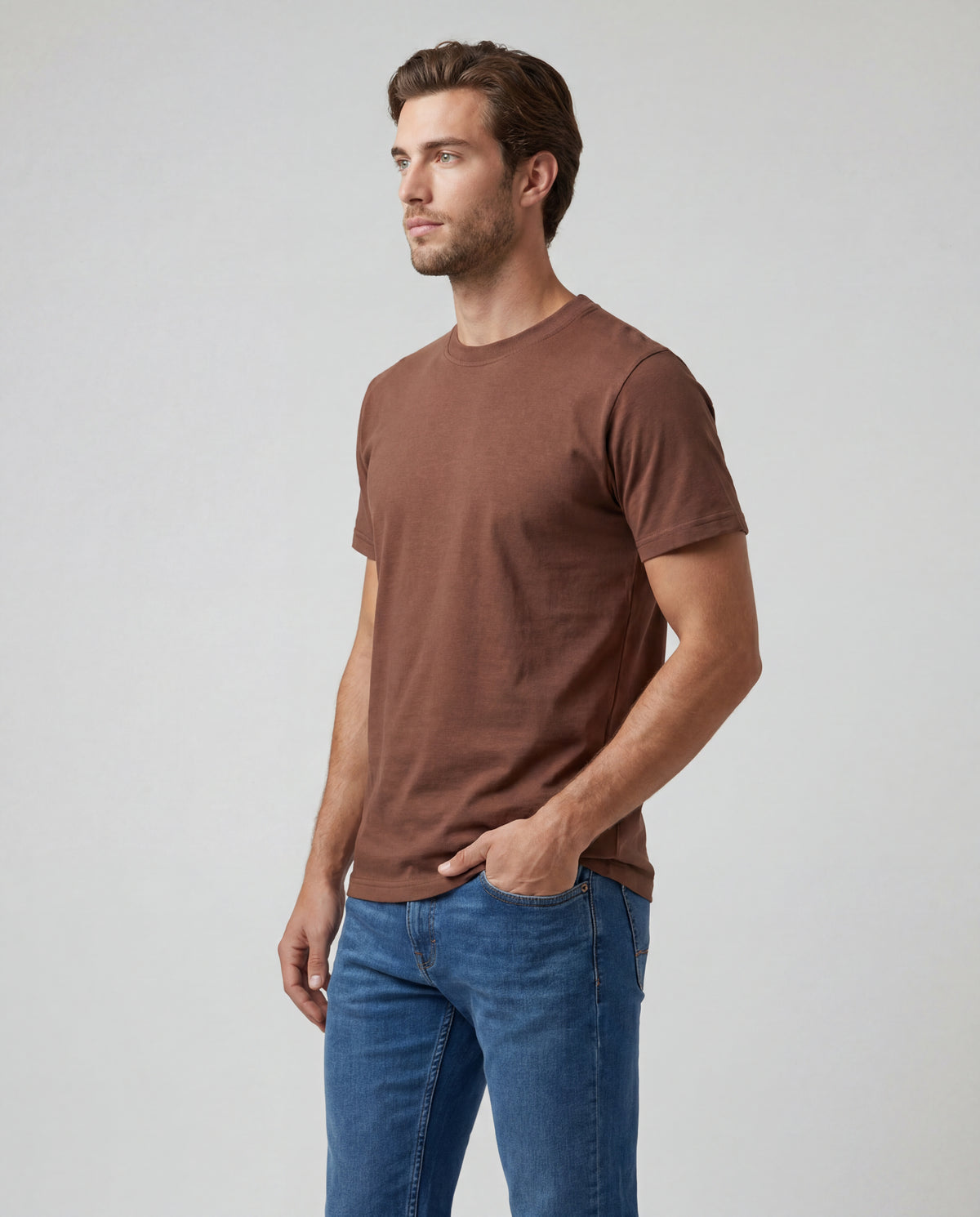 Camiseta Hombre Cuello Doble - Coffee