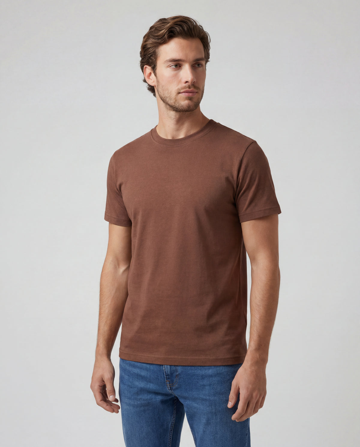 Camiseta Hombre Cuello Doble - Coffee