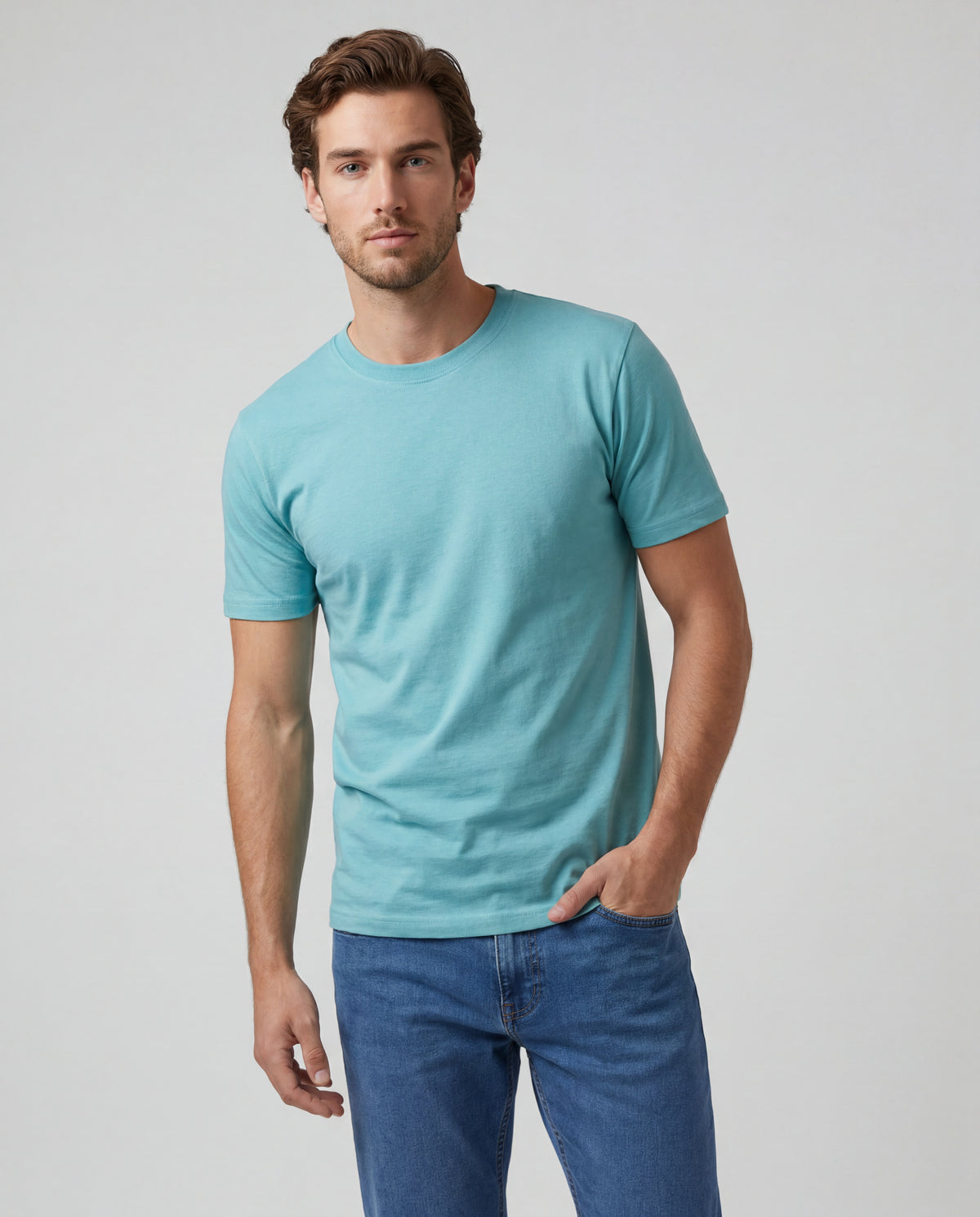 Camiseta Hombre Cuello Doble - Menta