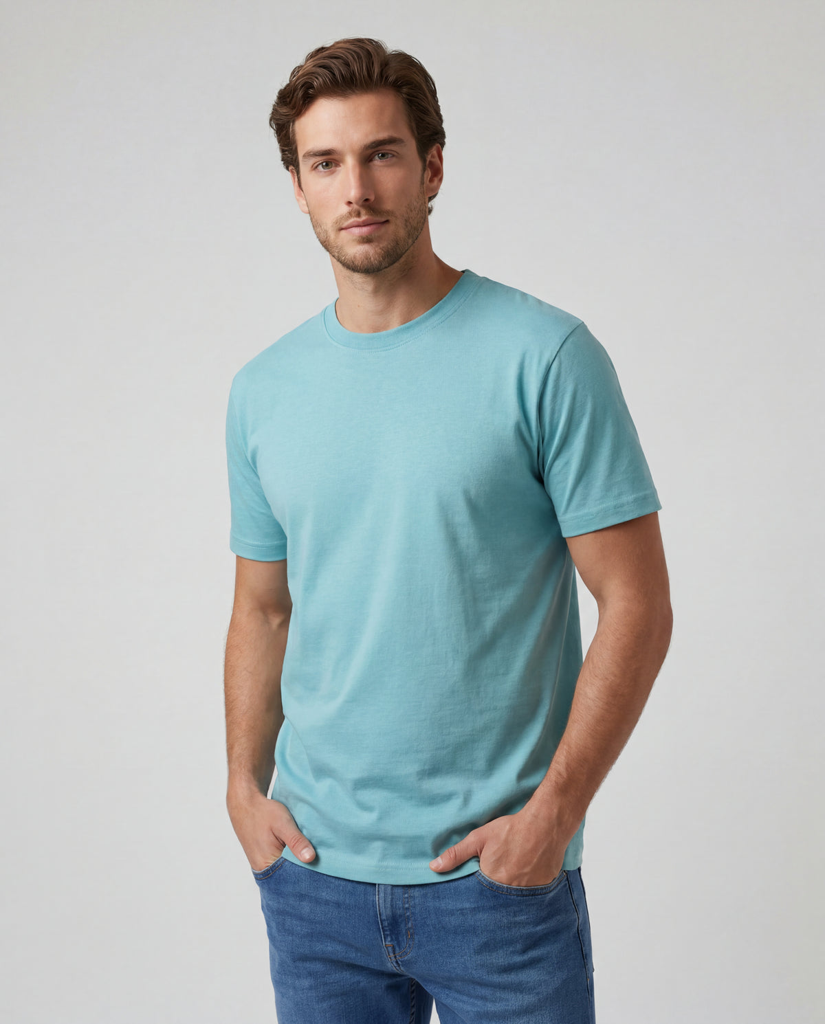 Camiseta Hombre Cuello Doble - Menta