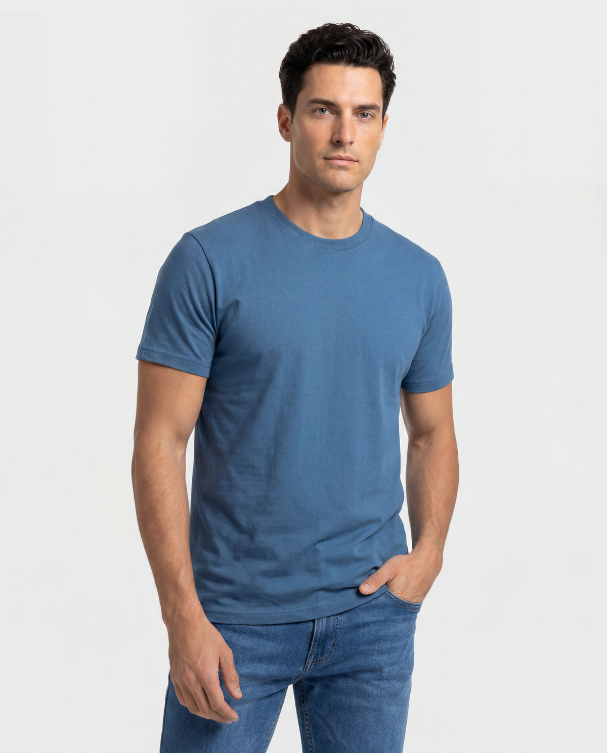 Camiseta Hombre Cuello Doble - Petroleo