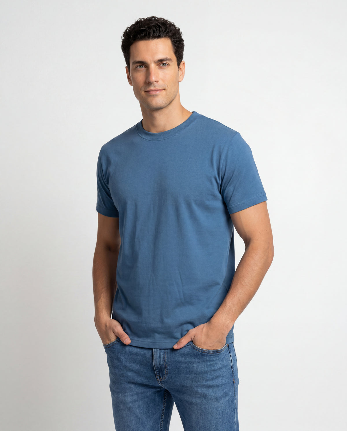 Camiseta Hombre Cuello Doble - Petroleo