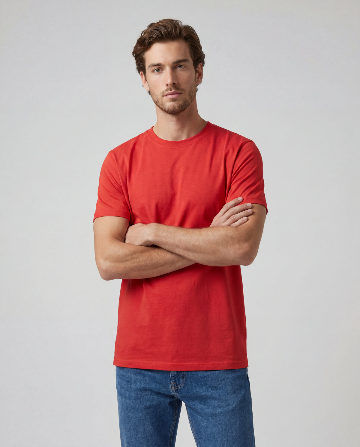 Camiseta Hombre Cuello Doble - Roja