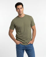 Camiseta Hombre Cuello Doble - Verde Militar